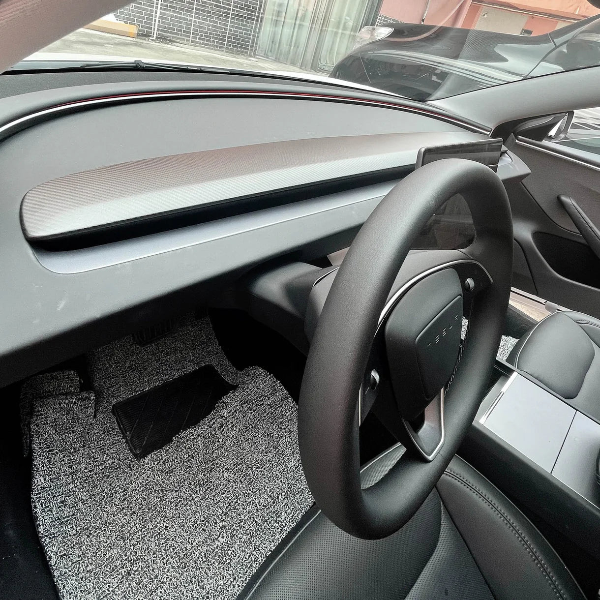 Real Dry Carbon Fiber Dashboard Replacement for 2025+ Tesla Model Y Juniper – OEM-Style Full Dash Trim Replacement with Clip-On Installation, Lightweight Interior Upgrade for Tesla Model Y 2025 2026