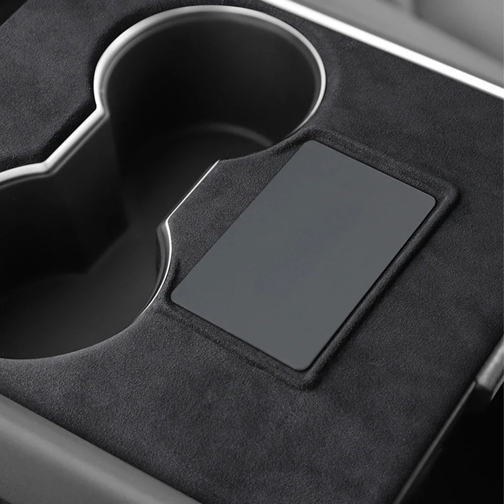 Premium Real Alcantara Center Console Wrap Cover for 2017–2020 Tesla Model 3 Interior – Custom Suede Console Protector Kit with Anti-Fingerprint Matte Finish