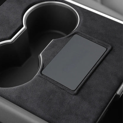 Premium Real Alcantara Center Console Wrap Cover for 2017–2020 Tesla Model 3 Interior – Custom Suede Console Protector Kit with Anti-Fingerprint Matte Finish