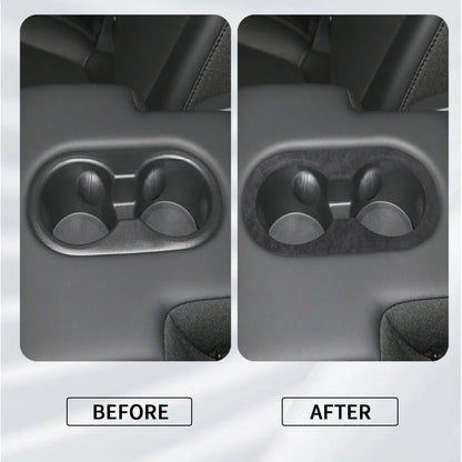 Premium Alcantara Cup Holder Cover for 2025+ Tesla Model Y Juniper Interior – Custom Fit Center Console Cup Holder Trim Protector, Soft Suede Luxury Upgrade Accessory