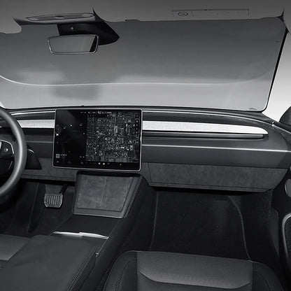 Tesla Alcantara Knee Bolster Panel & Glove Box Wraps for 2024+ Tesla Model 3 Highland & 2025+ Tesla Model Y Juniper (4PCS) – Premium Suede Interior Trim Covers with OEM Fit