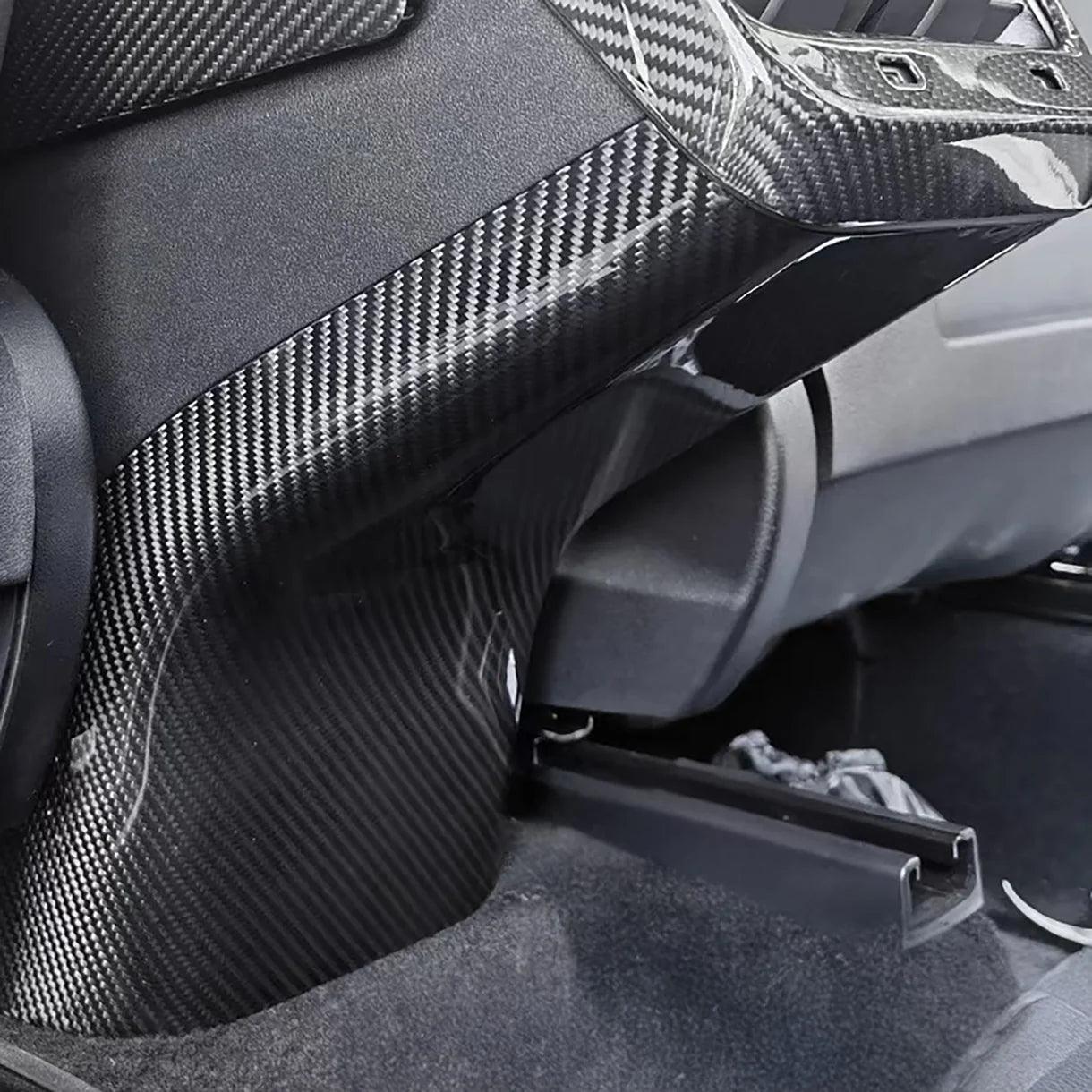 Real Dry Carbon Fiber Rear Center Console Base Cover for Tesla Model 3 (2017-2023) & Tesla Model Y (2020-2025.02) – Interior Protection Trim with OEM Fit