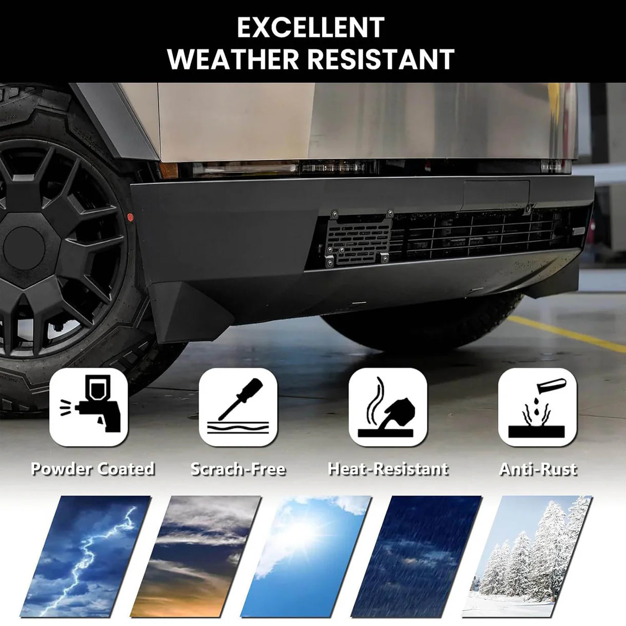 No-Drill Front License Plate Holder for Tesla Cybertruck (USA & Canada Version) – Removable Aluminum Front Plate Mount Bracket, OEM-Style Design, Tool-Free Installation