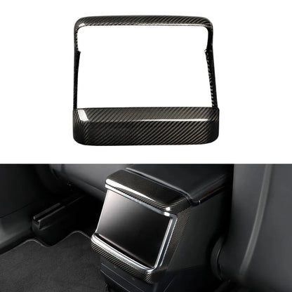Real Carbon Fiber Rear Touchscreen Trim Cover for Tesla Model S & Model X (2021–2026+) – Premium 8-Inch Rear Display Frame Protector with Glossy or Matte Finish