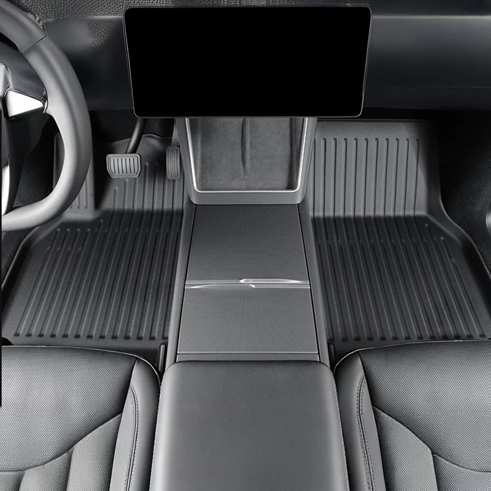 2025+ Tesla Model Y Juniper Right-Hand Drive TPE All-Weather Floor Mats with Detachable Carpet Liners – Custom OEM Fit Interior Protection for Tesla Model Y RHD Standard, Long Range & Performance