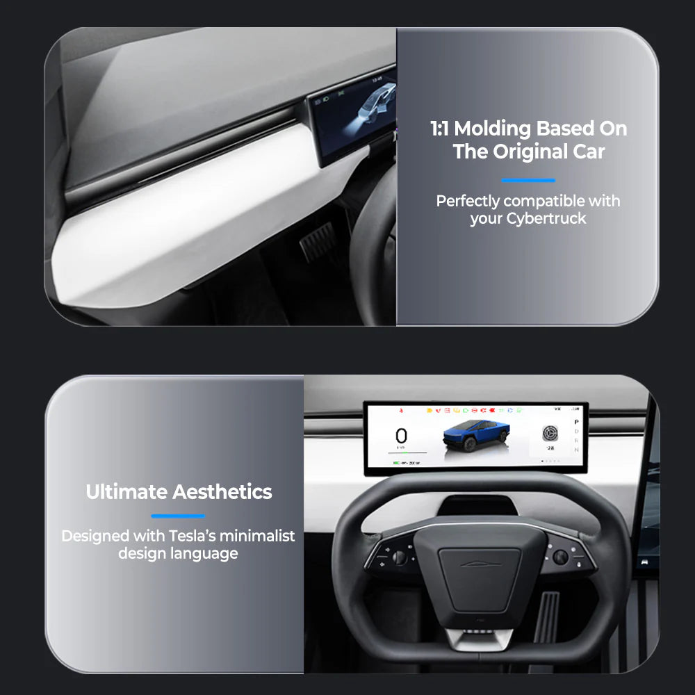 10.88" Smart Instrument Cluster Display for Tesla Cybertruck 2024+ – Ultra-Wide HD Dashboard Screen with Wireless Apple CarPlay & Android Auto, Real-Time Driving Data, Plug-and-Play Upgrade