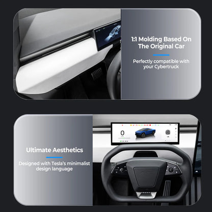 10.88" Smart Instrument Cluster Display for Tesla Cybertruck 2024+ – Ultra-Wide HD Dashboard Screen with Wireless Apple CarPlay & Android Auto, Real-Time Driving Data, Plug-and-Play Upgrade