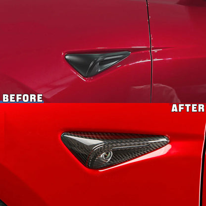 Real Dry Carbon Fiber Side Camera Covers for Tesla Model 3 Highland & Model Y Juniper HW4.0 (2023-2026+) – OEM Fit Turn Signal Camera Overlay Caps