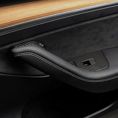 Real Carbon Fiber Window Switch Trim Cover for Tesla Model 3 (2017–2023.09) & Tesla Model Y (2020–2025.02) – Interior Door Control Panel Overlay Kit, OEM Fit for LHD/RHD, 14PCS Premium Cabin Upgrade