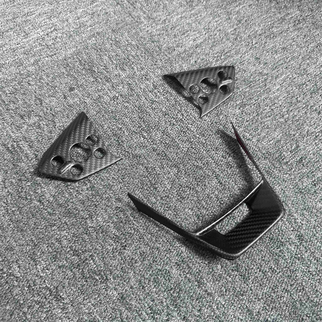Real Dry Carbon Fiber Steering Wheel Trim Set (3-Piece) for Tesla Cybertruck – Glossy & Matte Finish Options, Precision Fit Interior Upgrade Accessories