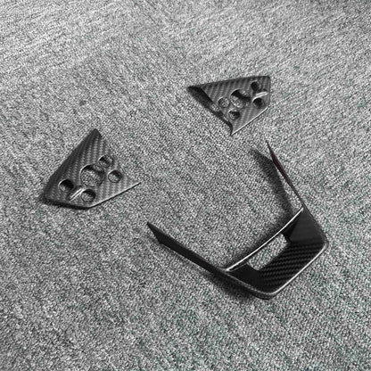 Real Dry Carbon Fiber Steering Wheel Trim Set (3-Piece) for Tesla Cybertruck – Glossy & Matte Finish Options, Precision Fit Interior Upgrade Accessories