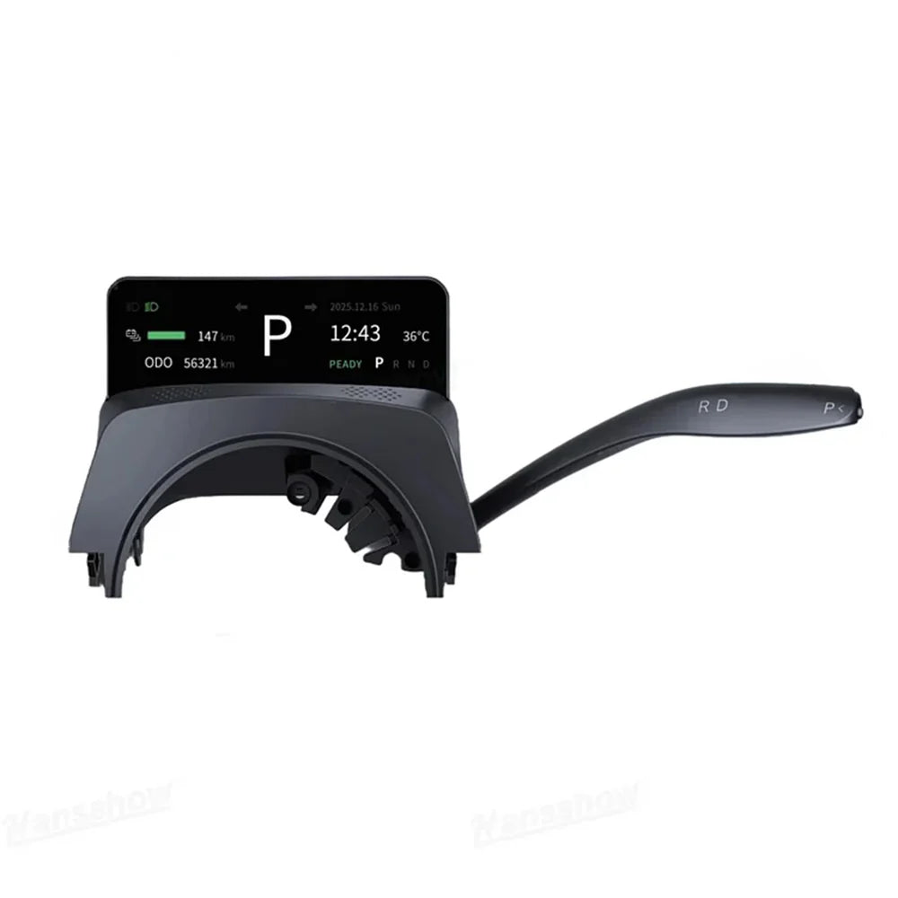 Smart Gear Shift Stalk & 3.71" LCD Driver Display Upgrade Kit for Tesla Model Y Juniper 2026+ & Tesla Model 3 Highland 2024+ – OEM-Style Turn Signal & Gear Selector Control System