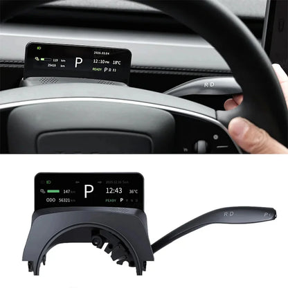 Smart Gear Shift Stalk & 3.71" LCD Driver Display Upgrade Kit for Tesla Model Y Juniper 2026+ & Tesla Model 3 Highland 2024+ – OEM-Style Turn Signal & Gear Selector Control System