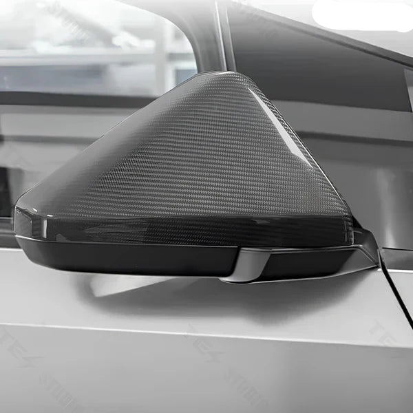 Real Dry Carbon Fiber Side View Mirror Caps for Tesla Cybertruck (2024–2026) – 2x2 Twill Weave Exterior Mirror Covers, Gloss or Matte Finish, Left & Right 2PCS