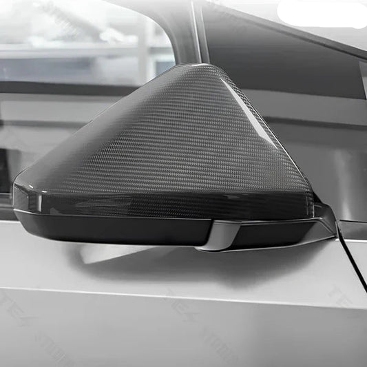 Real Dry Carbon Fiber Side View Mirror Caps for Tesla Cybertruck (2024–2026) – 2x2 Twill Weave Exterior Mirror Covers, Gloss or Matte Finish, Left & Right 2PCS
