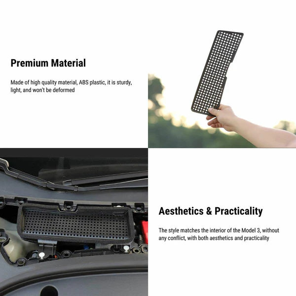 ABS Air Intake Cover & AC Intake Grille Protector for Tesla Model 3 (2021–2023.10) – Anti-Clogging, Waterproof, Easy Install