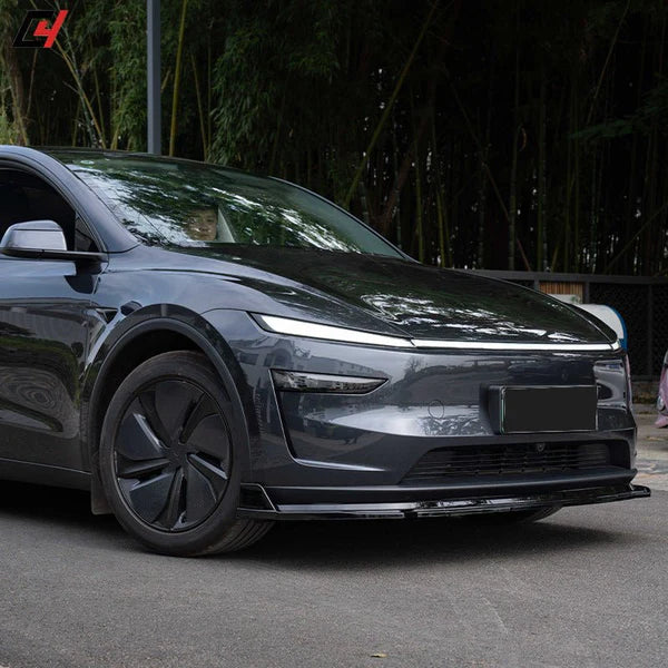 ABS Front Lip Spoiler for Tesla Model Y Juniper 2025+ | Aerodynamic Front Bumper Lip Splitter | 3-Piece Design | Matte & Carbon Texture Options | No-Drill 3M Installation