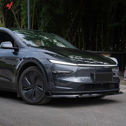 ABS Front Lip Spoiler for Tesla Model Y Juniper 2025+ | Aerodynamic Front Bumper Lip Splitter | 3-Piece Design | Matte & Carbon Texture Options | No-Drill 3M Installation