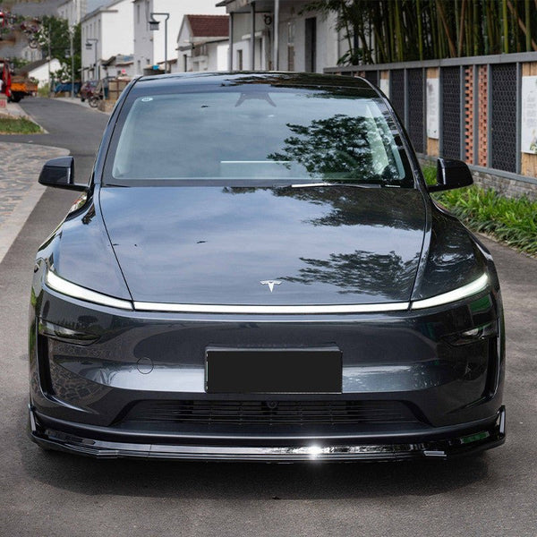 ABS Front Lip Spoiler for Tesla Model Y Juniper 2025+ | Aerodynamic Front Bumper Lip Splitter | 3-Piece Design | Matte & Carbon Texture Options | No-Drill 3M Installation