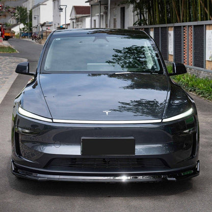 ABS Front Lip Spoiler for Tesla Model Y Juniper 2025+ | Aerodynamic Front Bumper Lip Splitter | 3-Piece Design | Matte & Carbon Texture Options | No-Drill 3M Installation