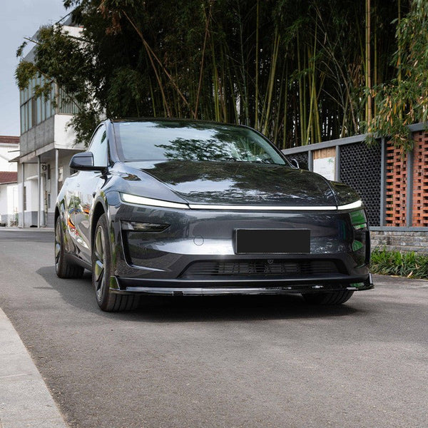 ABS Front Lip Spoiler for Tesla Model Y Juniper 2025+ | Aerodynamic Front Bumper Lip Splitter | 3-Piece Design | Matte & Carbon Texture Options | No-Drill 3M Installation