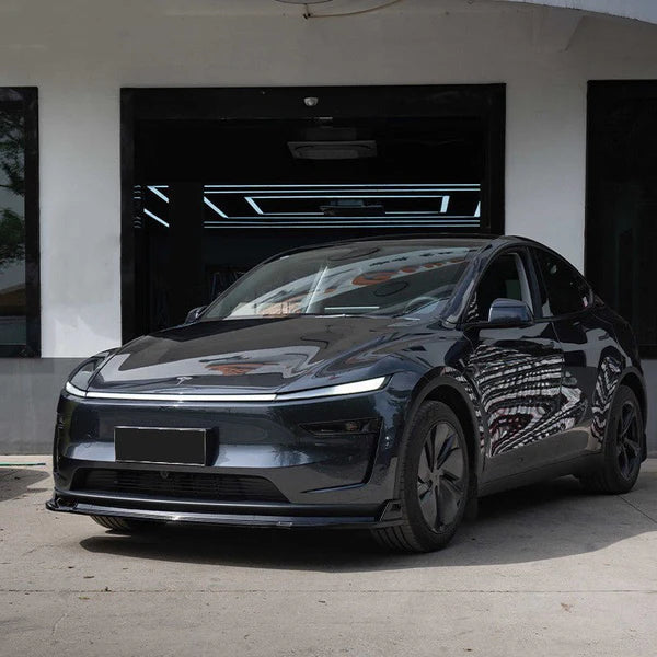 ABS Front Lip Spoiler for Tesla Model Y Juniper 2025+ | Aerodynamic Front Bumper Lip Splitter | 3-Piece Design | Matte & Carbon Texture Options | No-Drill 3M Installation