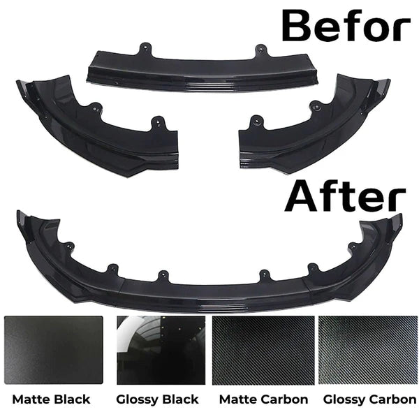 ABS Front Lip Spoiler for Tesla Model Y Juniper 2025+ | Aerodynamic Front Bumper Lip Splitter | 3-Piece Design | Matte & Carbon Texture Options | No-Drill 3M Installation
