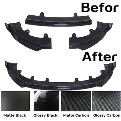ABS Front Lip Spoiler for Tesla Model Y Juniper 2025+ | Aerodynamic Front Bumper Lip Splitter | 3-Piece Design | Matte & Carbon Texture Options | No-Drill 3M Installation