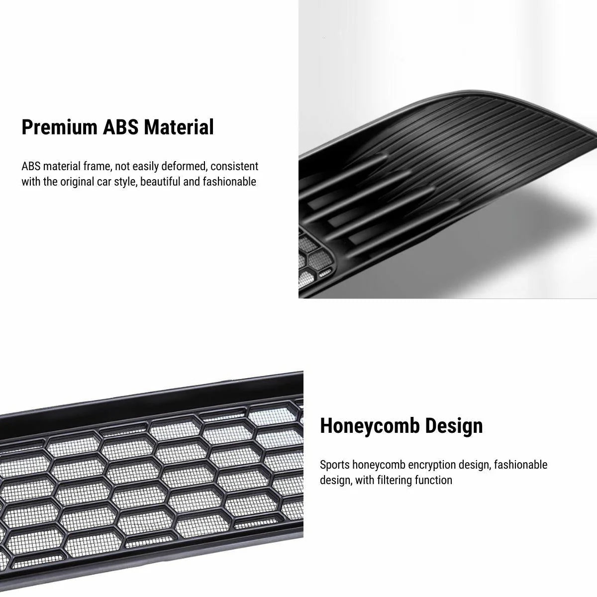 Split Insect Net Front Bumper Grill for Tesla Model Y 2020-2024 — Protective Front Bumper Mesh Guard (Not Compatible with Performance Model)