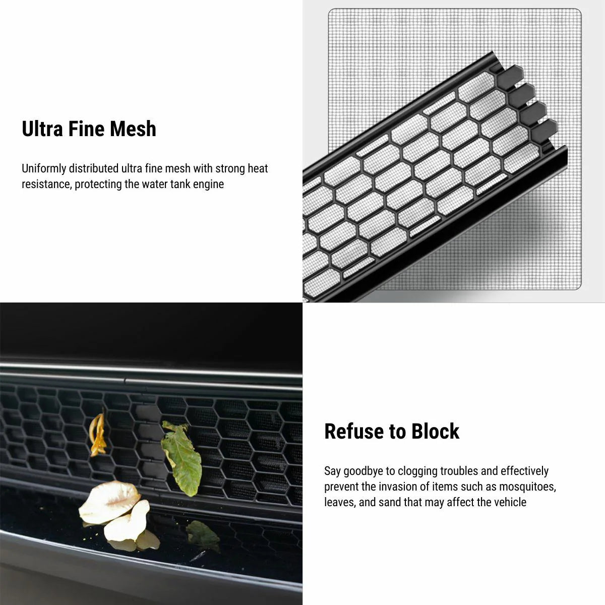 Split Insect Net Front Bumper Grill for Tesla Model Y 2020-2024 — Protective Front Bumper Mesh Guard (Not Compatible with Performance Model)