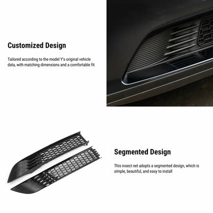 Split Insect Net Front Bumper Grill for Tesla Model Y 2020-2024 — Protective Front Bumper Mesh Guard (Not Compatible with Performance Model)