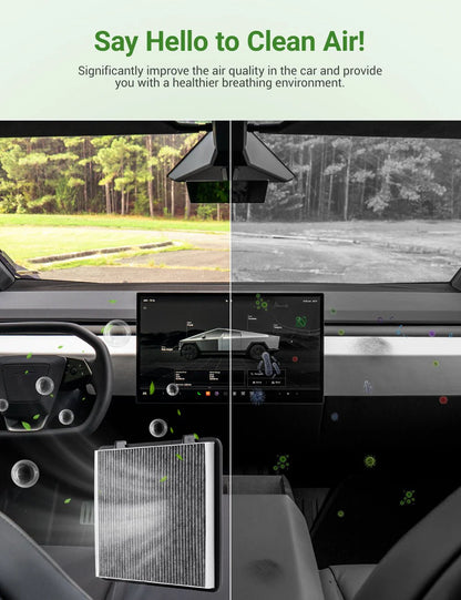 Activated Carbon HEPA Cabin Air Filter for Tesla Cybertruck (2024-2026+) | Multi-Layer PM2.5 Protection | OEM-Fit Replacement