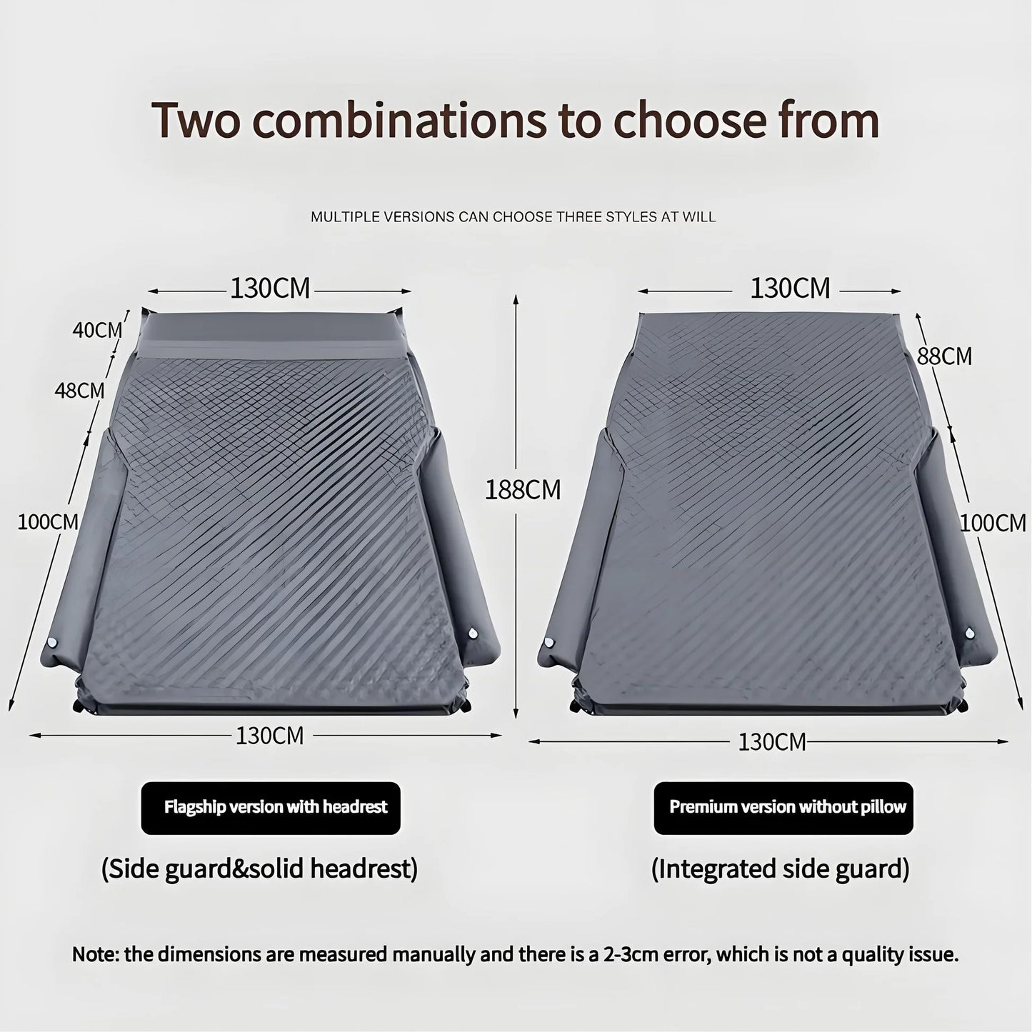 Premium Air Mattress for Tesla Model S/3/Y/X – Self-Inflating Car Bed with Thickened Support, Suede Surface, and Anti-Collision Design for Camping & Road Trips