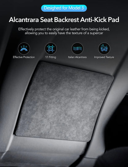 Alcantara Seat Back Protector for Tesla Model 3 Highland (2023+) & Model Y Juniper (2025+) | Anti-Kick Protection | 2-Pack Front Seat Covers