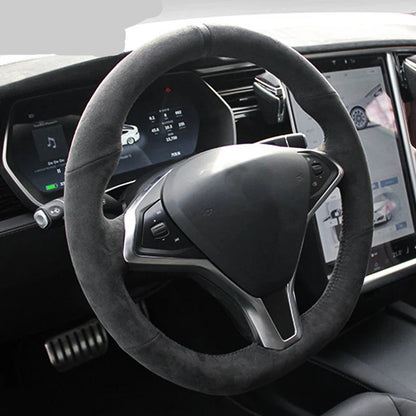Alcantara Steering Wheel Cover for Tesla Model S / Model X – Premium Slip-Resistant Custom Fit