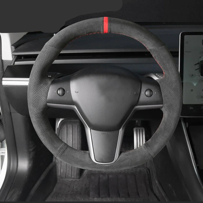 Alcantara Steering Wheel Cover for Tesla Model S / Model X – Premium Slip-Resistant Custom Fit