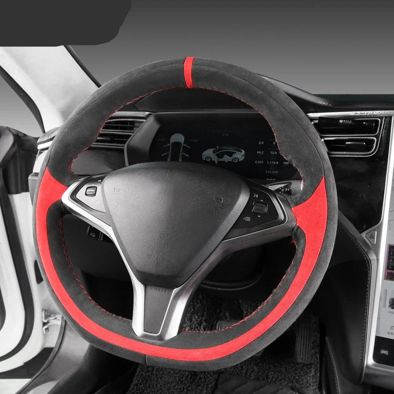 Alcantara Steering Wheel Cover for Tesla Model S / Model X – Premium Slip-Resistant Custom Fit