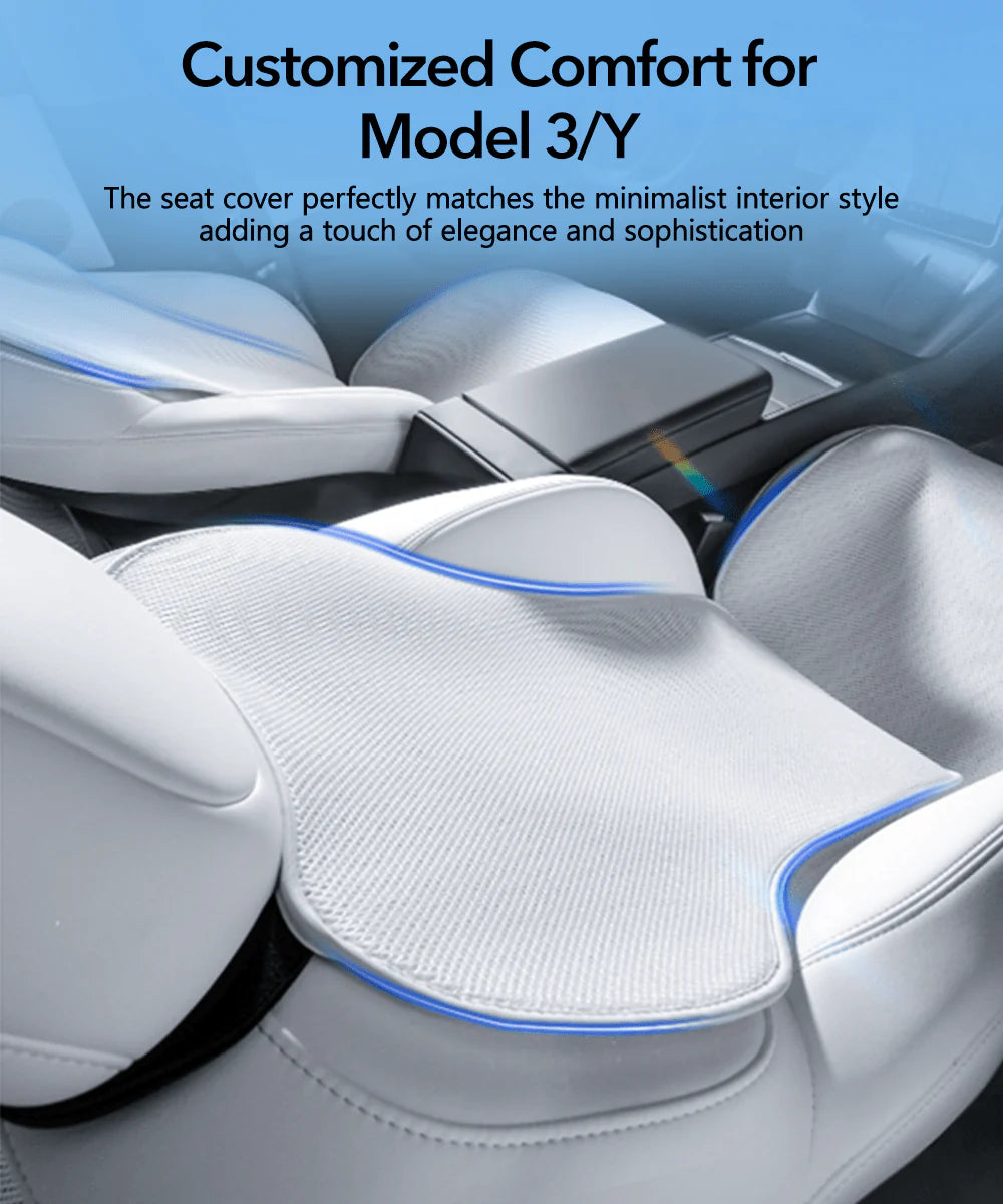All-Season Ventilated Seat Covers for Tesla Model 3 & Model Y | Breathable Ice Silk Cooling Seat Cushions