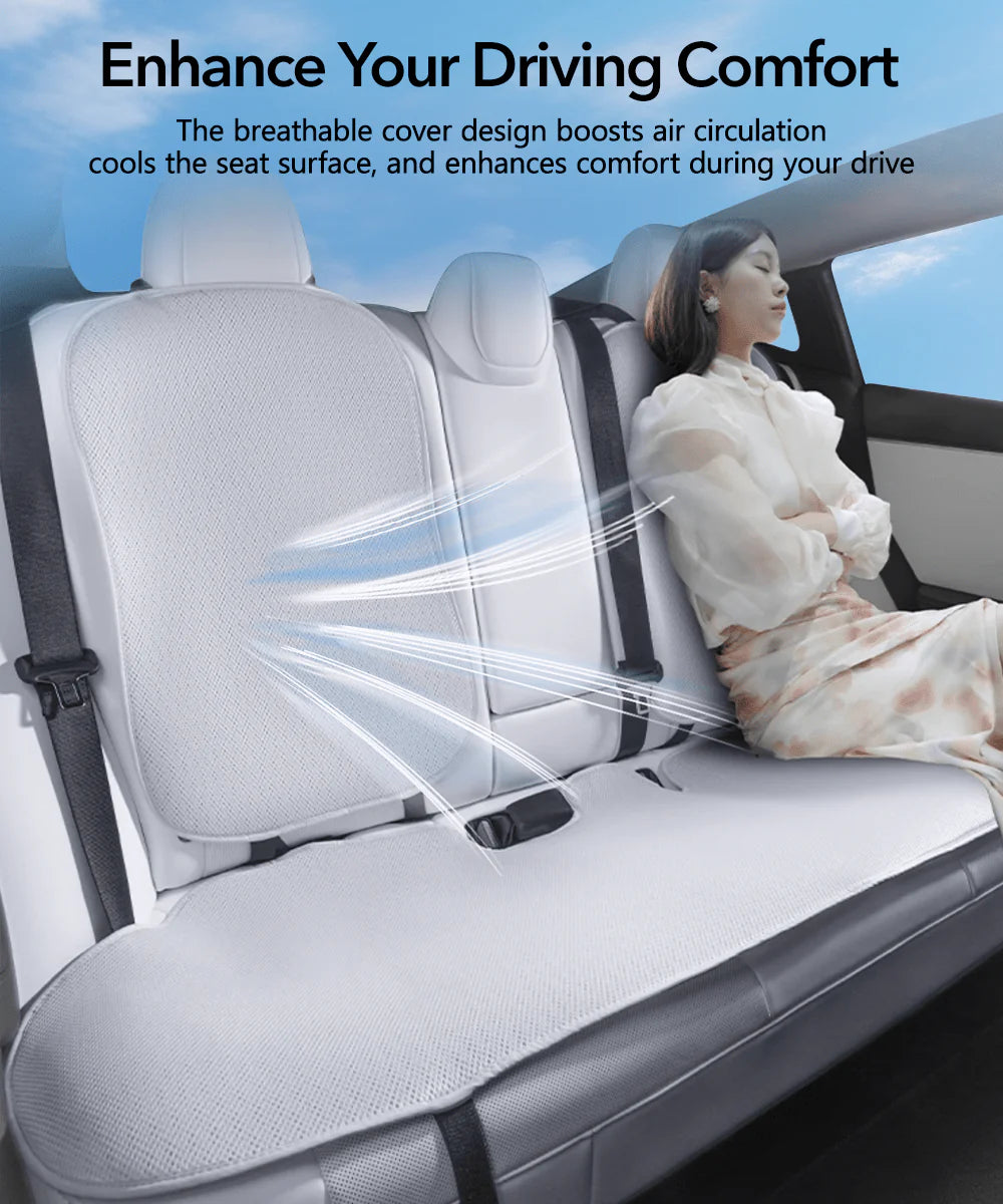 All-Season Ventilated Seat Covers for Tesla Model 3 & Model Y | Breathable Ice Silk Cooling Seat Cushions