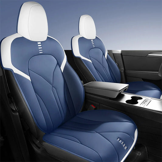 All-Season Nappa Leather Seat Covers for Tesla Model Y | Custom Fit, Airbag Compatible, Premium Interior Protection