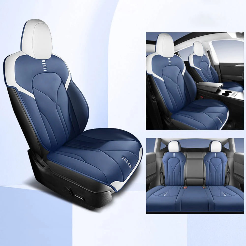 All-Season Nappa Leather Seat Covers for Tesla Model Y | Custom Fit, Airbag Compatible, Premium Interior Protection