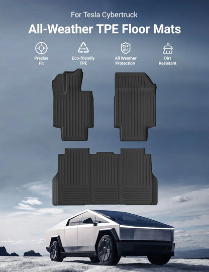 All-Weather TPE Floor Mats for Tesla Cybertruck 2024+ | Custom Fit, Eco-Friendly, Waterproof & Anti-Slip
