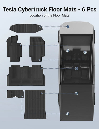 All-Weather TPE Floor Mats for Tesla Cybertruck 2024+ | Custom Fit, Eco-Friendly, Waterproof & Anti-Slip