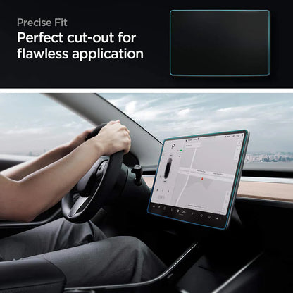 9H Tempered Glass Screen Protector for Tesla Model 3 & Model Y (15-Inch Touchscreen) Anti-Glare | Anti-Fingerprint | Blue Light Filtering | 2.5D Rounded Edge