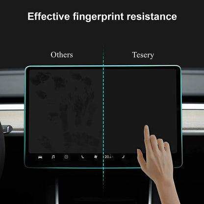 9H Tempered Glass Screen Protector for Tesla Model 3 & Model Y (15-Inch Touchscreen) Anti-Glare | Anti-Fingerprint | Blue Light Filtering | 2.5D Rounded Edge