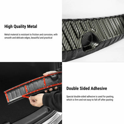 Anti-Scratch Rear Bumper Protector for Tesla Model Y 2020–2025 | Stainless Steel Trunk Sill Guard with Carbon Fiber Texture Tesla Parts