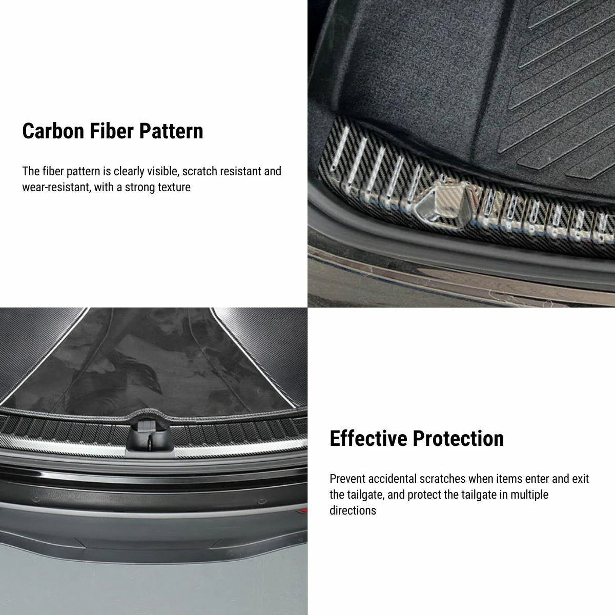 Anti-Scratch Rear Bumper Protector for Tesla Model Y 2020–2025 | Stainless Steel Trunk Sill Guard with Carbon Fiber Texture Tesla Parts