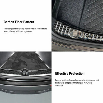 Anti-Scratch Rear Bumper Protector for Tesla Model Y 2020–2025 | Stainless Steel Trunk Sill Guard with Carbon Fiber Texture Tesla Parts