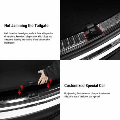 Anti-Scratch Rear Bumper Protector for Tesla Model Y 2020–2025 | Stainless Steel Trunk Sill Guard with Carbon Fiber Texture Tesla Parts