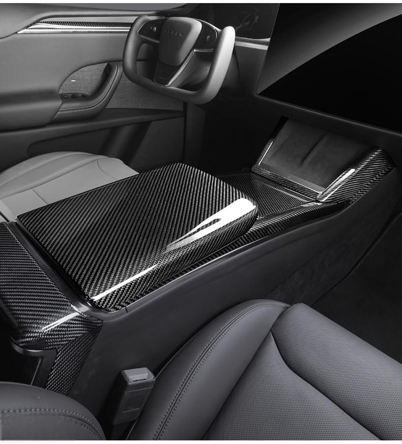 Carbon Fiber Armrest Box Overlay for Tesla Model S Model X Model Y Model 3 2021+ | Premium Interior Upgrade TrimDry